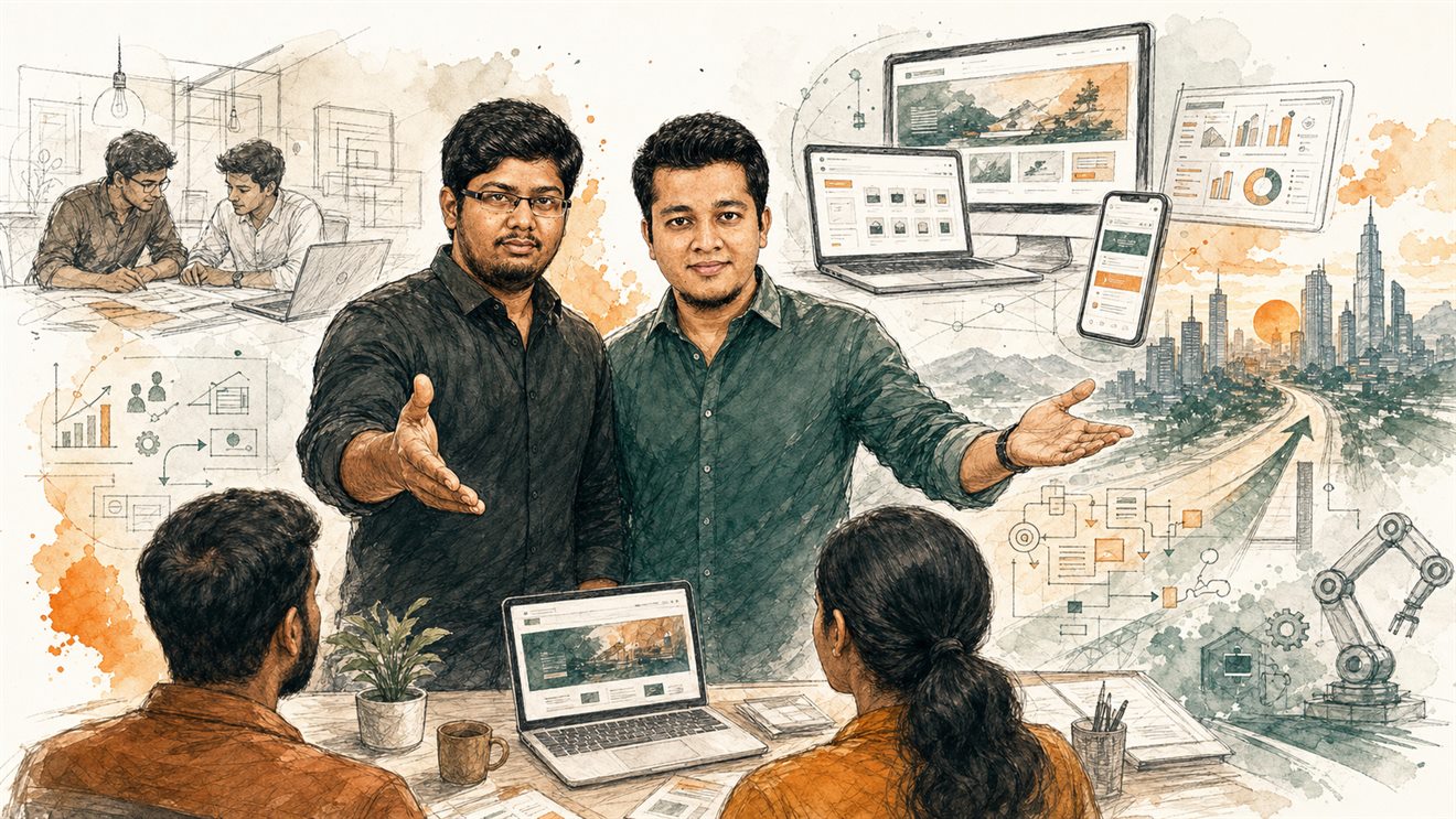 Sketch art showing Recluse Infotech current growth and future vision
